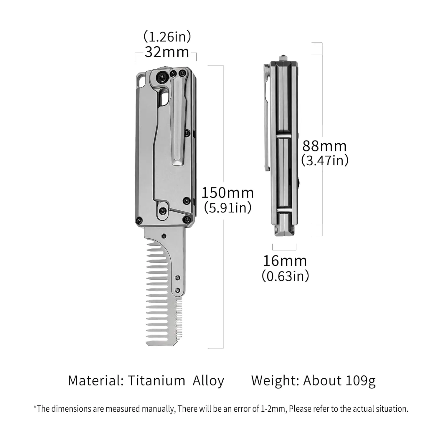 FEGVE TC347 2-in-1 Titanium Ha - Comb Pocket Titanium recension och pris
